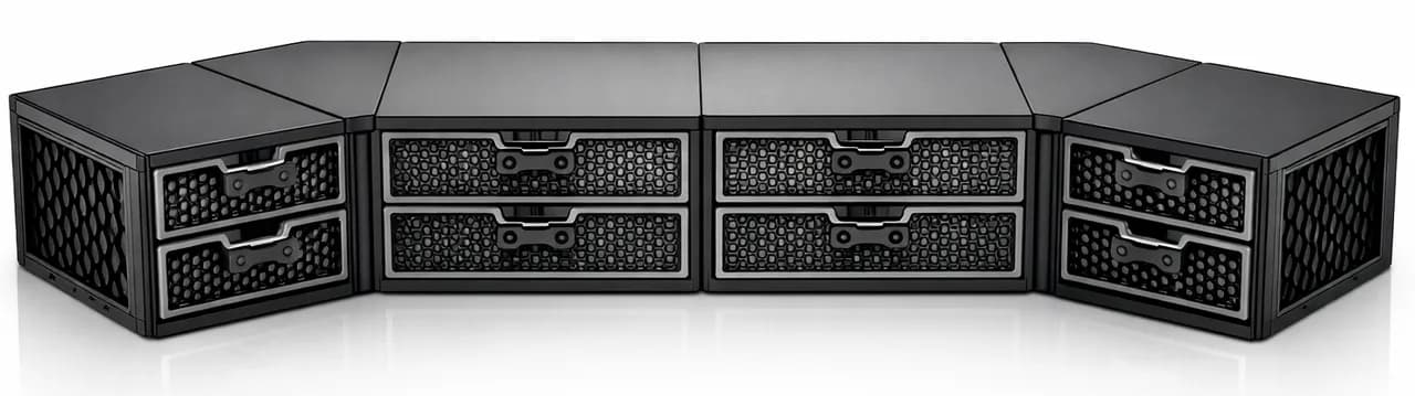 منظم مكتب متكامل مع حامل شاشة وأدراج