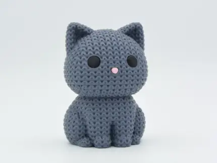مجسم "القطة الصوفية" (The Knitted Kitten) – مظهر الكروشيه بلمسة رقمية